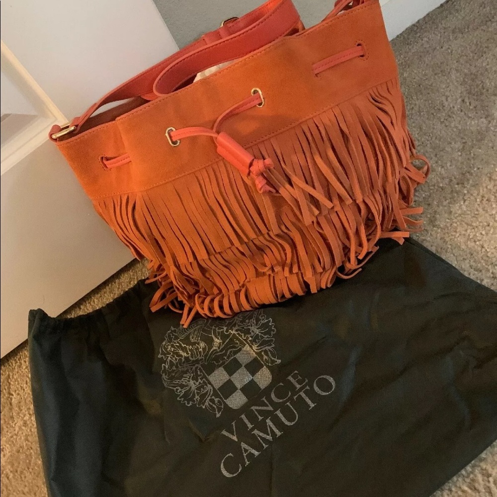 Vince Camuto Leather Hobo Fringe Purse